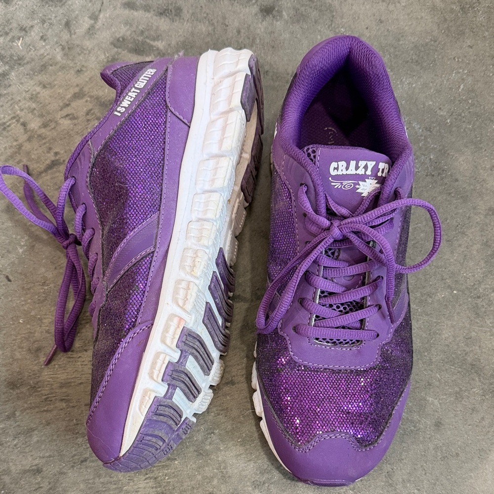 Crazy Train Sparkling Purple Sneakers Glam 01 Women's Shoes Fits Like Size 11